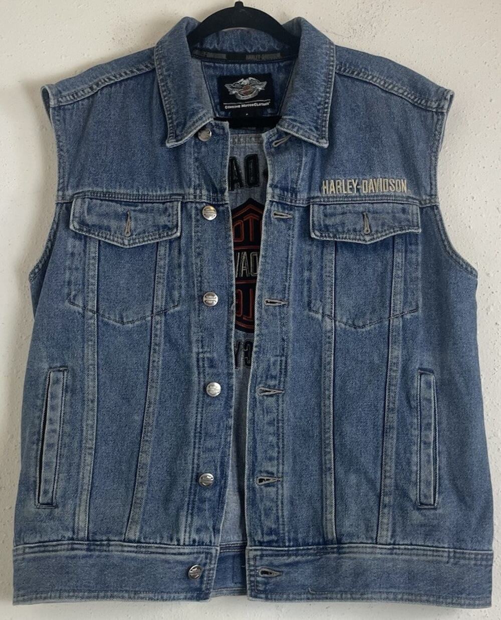 Men's Harley-Davidson Denim Vest Embroidered Bar and Shield Logo -Medium